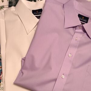 Stafford Men’s Lavender and White Dress Shirts - Point Collar Duo